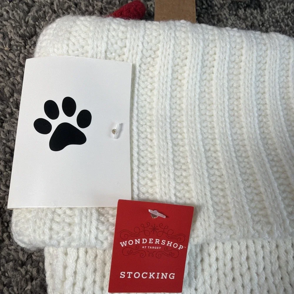 Pet Paw Knit Monogram Stocking Cat/Dog Wondershop White Xmas Holiday Target